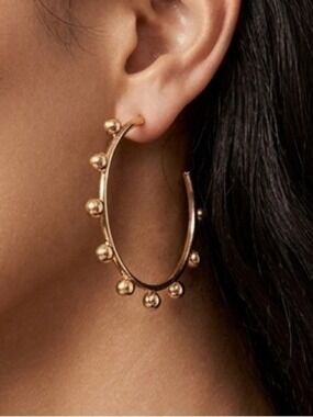 Joe Fresh Goldtone Round Hoop Fashion Earrings Gold Balls